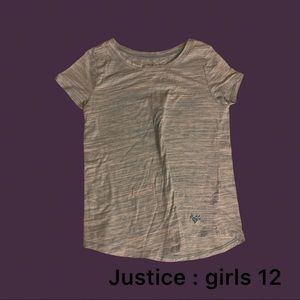 Justice shirt and jean shorts: sold together $25; separately shirt $8 jeans $20